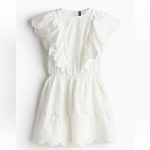 H&M Cotton White Ruffle Detail Dress